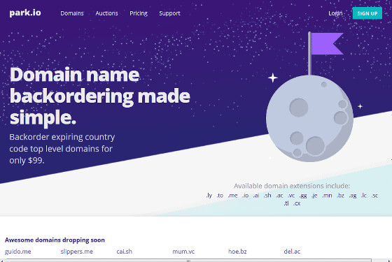 Park.io - ccTLD domain name backorders and auctions